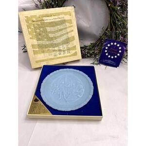 Fenton Milk Glass USA Bicentennial Commemorative Plate #1 Issued Jan 1, 1973
